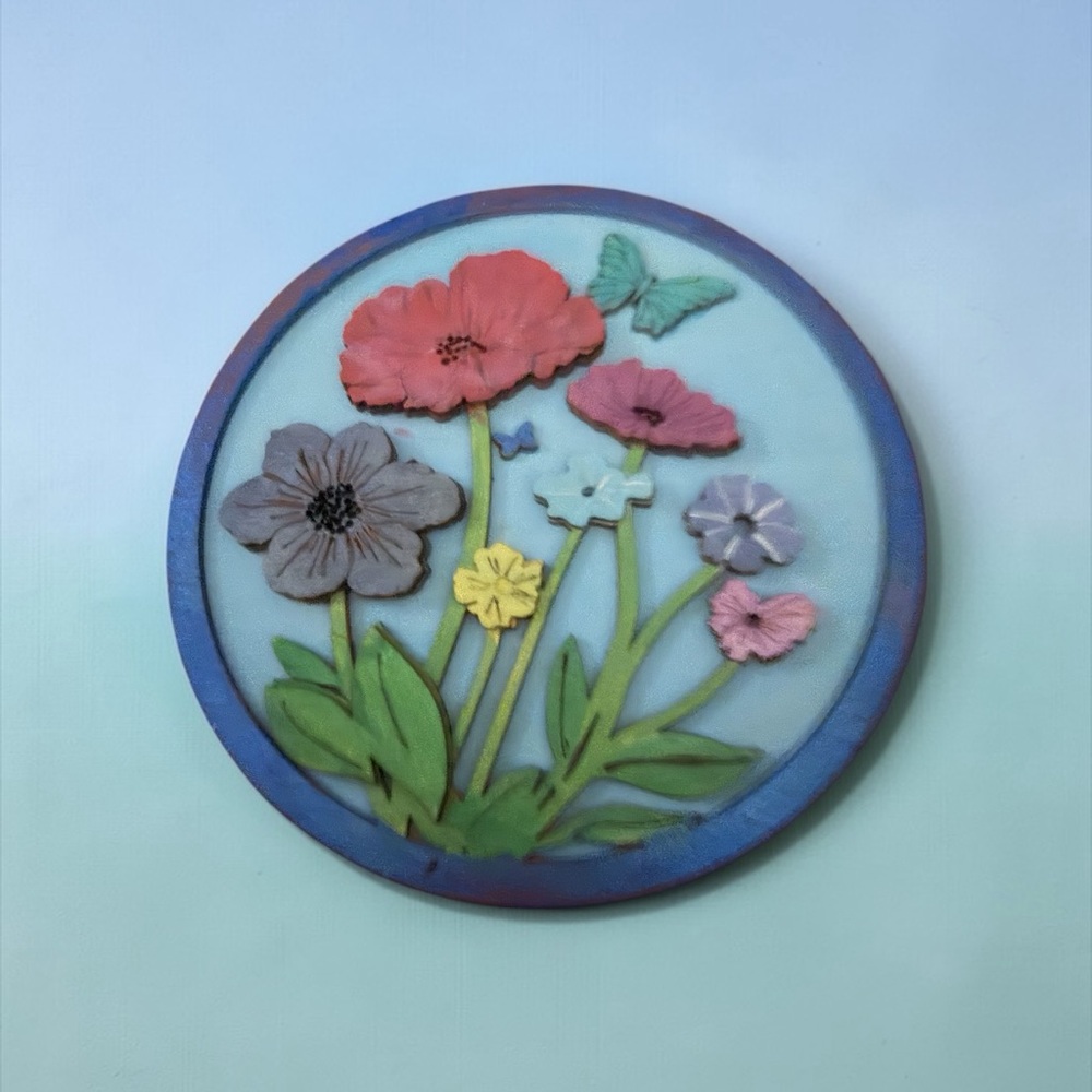 Hand-Painted Wooden Floral Wall Hanging - Multicolor select 1 - Picture 2 of 4